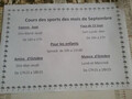 Un programme des cours de sport